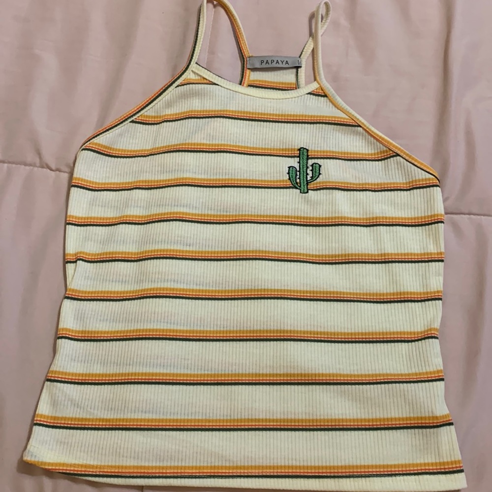 Never worn cute tank for girls with cactus accent